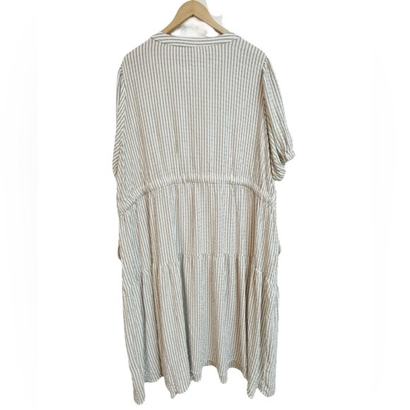 Jane + Delancey Boho Olive Green Stripe Tiered Gauzy Maxi Dress Size 3X NWT - Picture 6 of 7